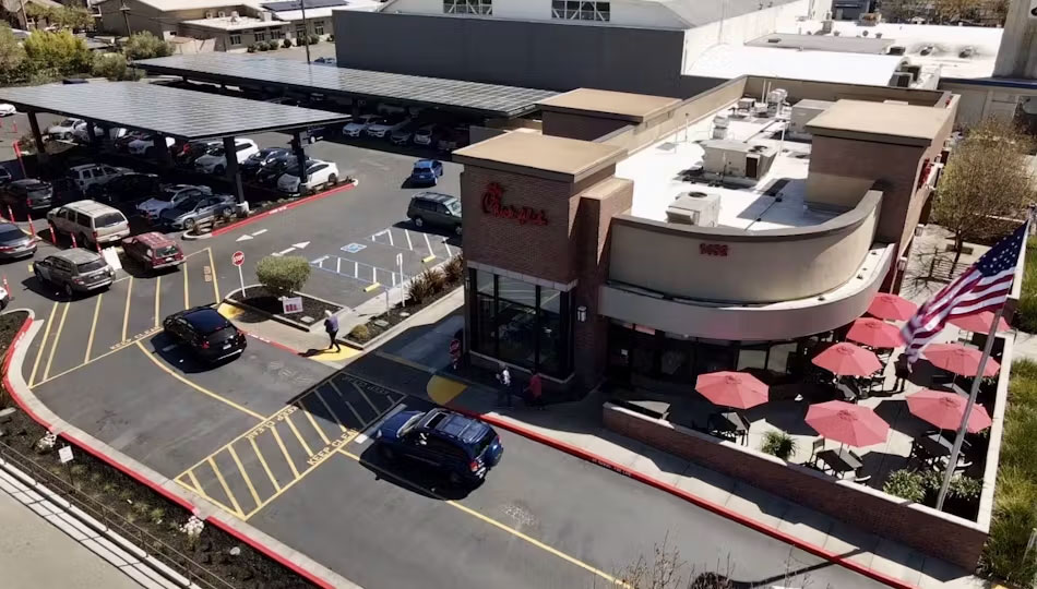 aerial view of Chick-Fil-A with microgrid