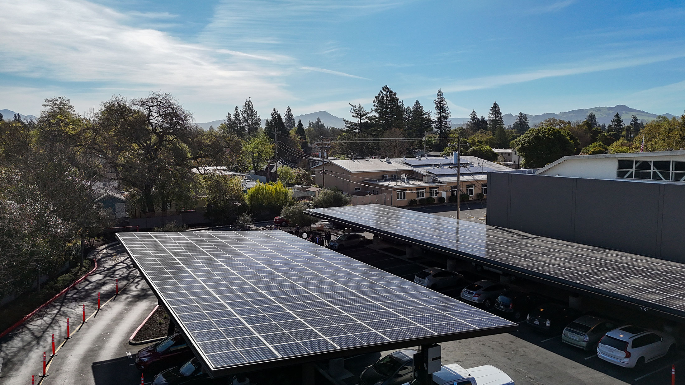 parking area with solar panels