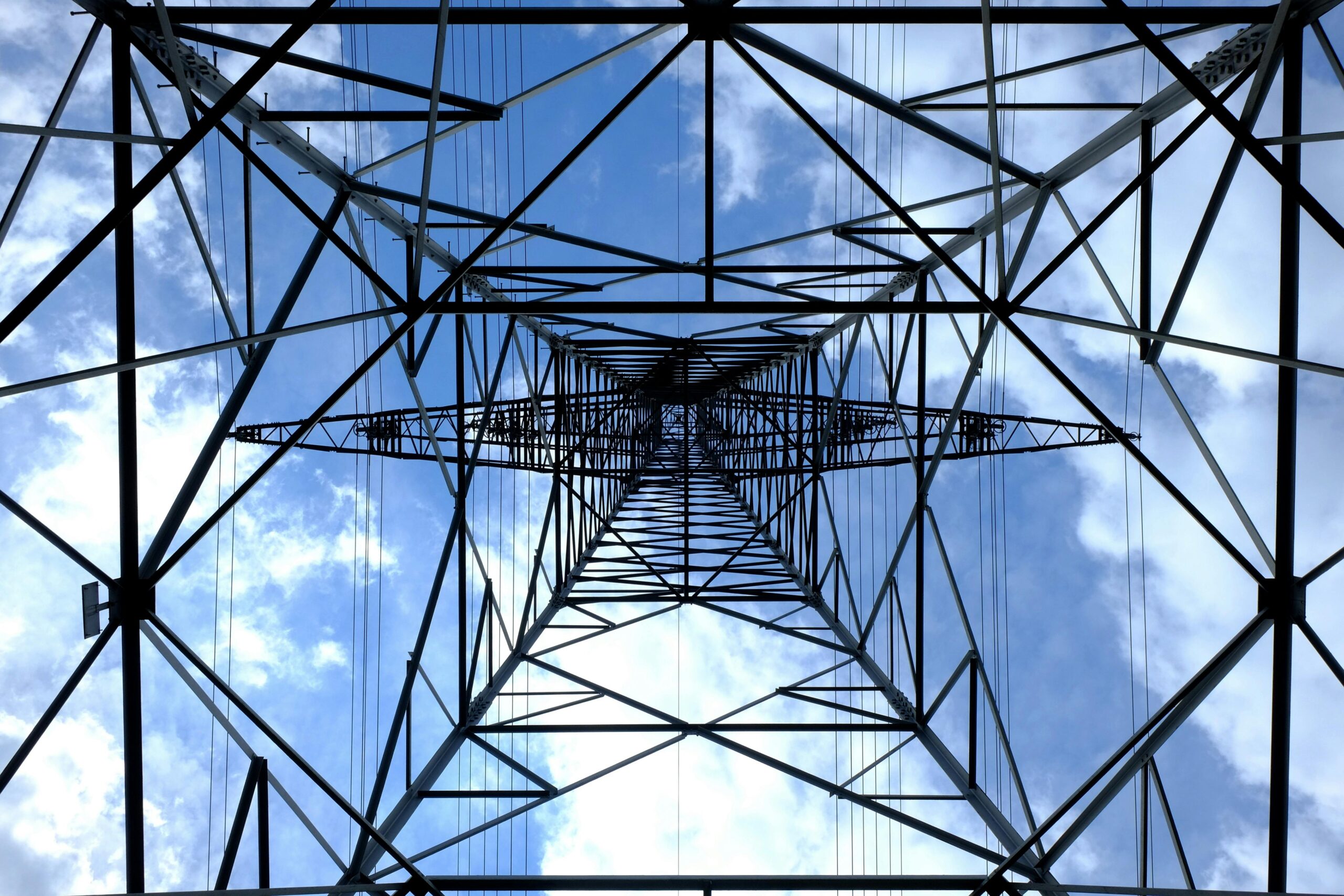 Geometry of a utility tower seen from below