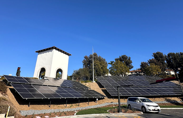 Solar arrays around parking lot